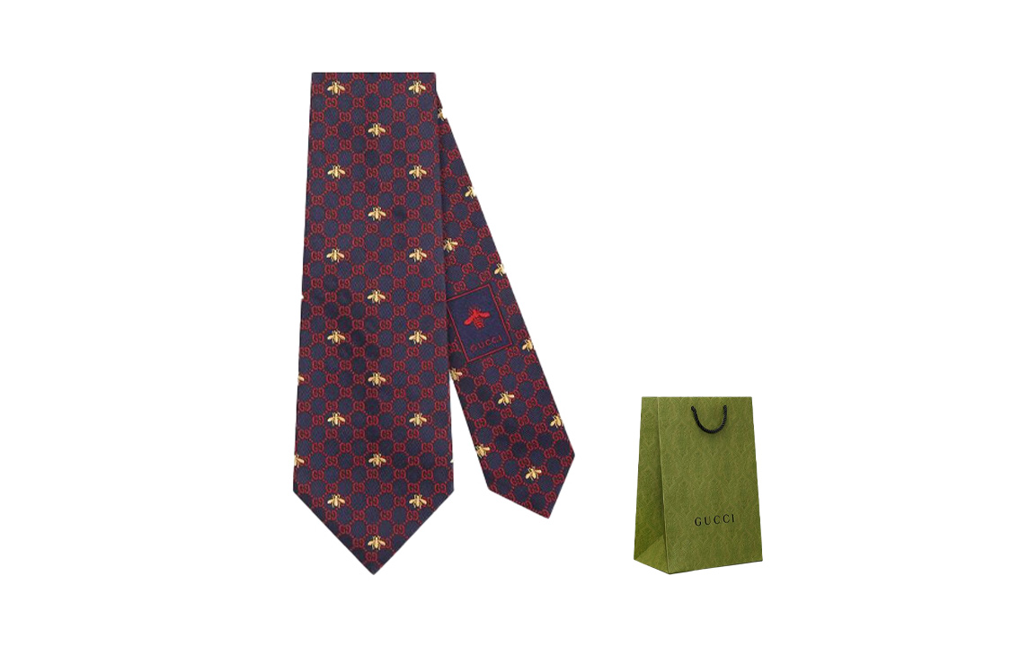GUCCI GG Bee Motif Silk Tie for Men. 545078-4E002-4174 圖 2