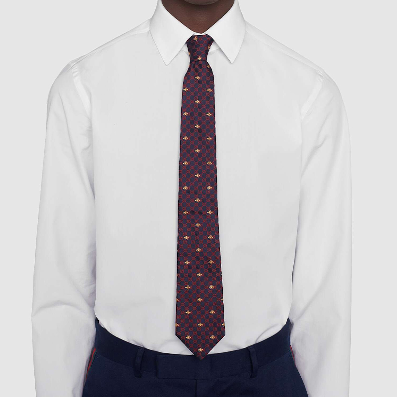 GUCCI GG Bee Motif Silk Tie for Men. 545078-4E002-4174 圖 4