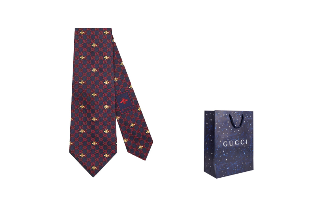 GUCCI GG Bee Motif Silk Tie for Men. 545078-4E002-4174 圖 5