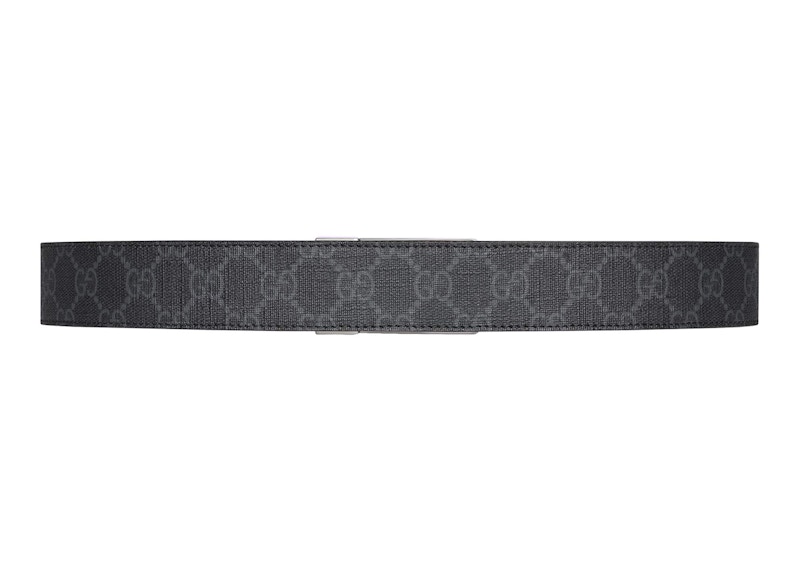 Order Tali Pinggang Gucci GG Supreme Hitam dengan Gesper Segi Empat