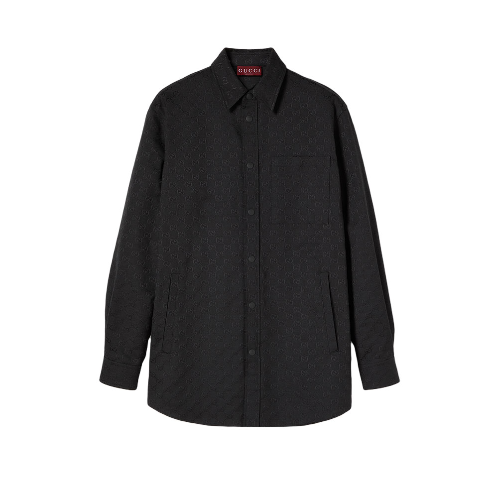 Gucci GG Canvas Logo Long Sleeve Shirt Black 2024 Pre-Fall Collection 794906-ZAF4S-1000