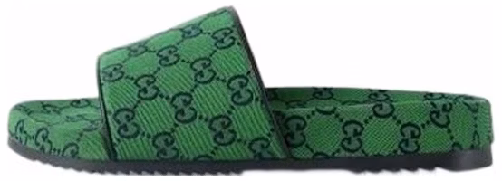 Gucci GG Canvas Slide Green Monogram 663660-9SFV0-3360 Gucci GG Canvas Slide Green Monogram 663660-9SFV0-3360