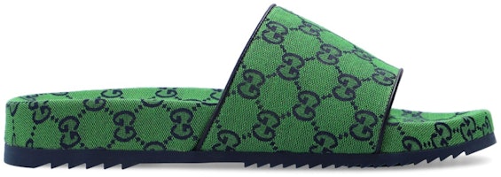 Gucci GG Canvas Slide Green Monogram 663660-9SFV0-3360 Gucci GG Canvas Slide Green Monogram 663660-9SFV0-3360