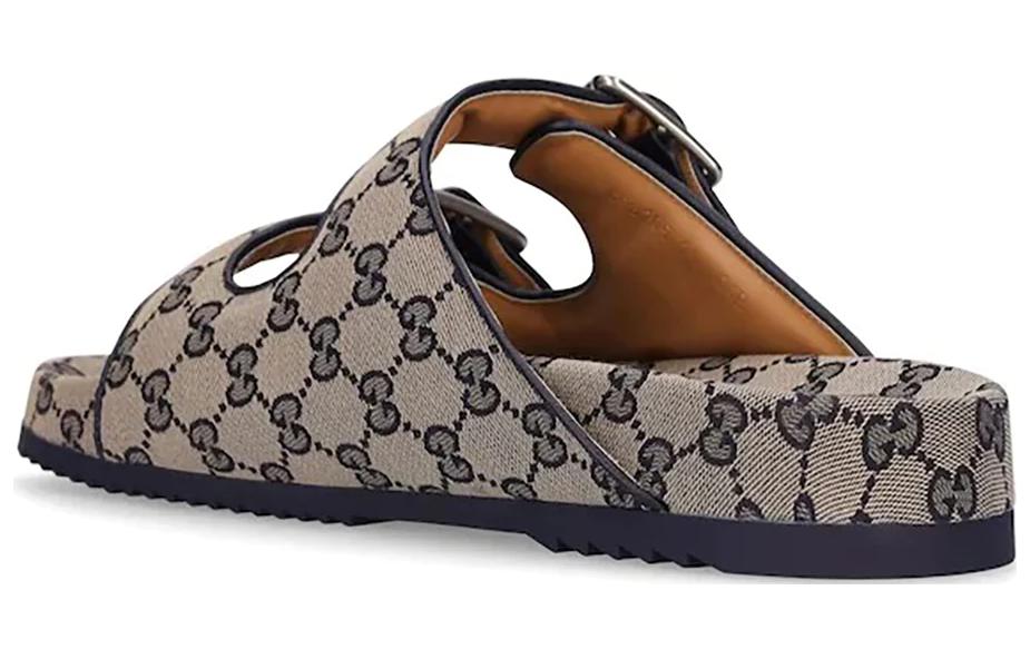 Shop Gucci GG Canvas Slides 'Beige Blue' 698705-2HK60-4061