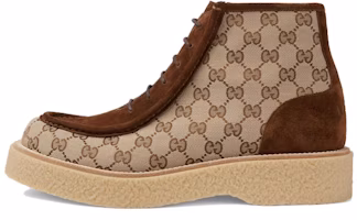 Gucci GG Canvas Suede Lace-up ankle boot 'Brown' 762197-FACJX-9742 Gucci GG Canvas Suede Lace-up ankle boot 'Brown' 762197-FACJX-9742