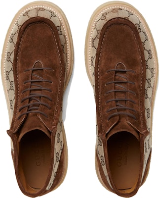 Bota Gucci GG Canvas Suede con cordones tobilleros 'Marrón' 762197-FACJX-9742 Shop Bota Gucci GG Canvas Suede con cordones tobilleros 'Marrón' 762197-FACJX-9742