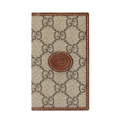 Gucci GG Card Case with Interlocking G GG Supreme Beige/Ebony