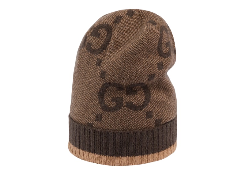 Gucci GG Cashmere Hat Beige/Dark Brown