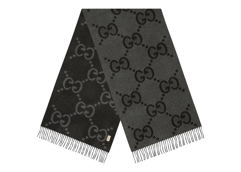 Order グッチ GGカシミヤジャカードスカーフ グレー/黒
