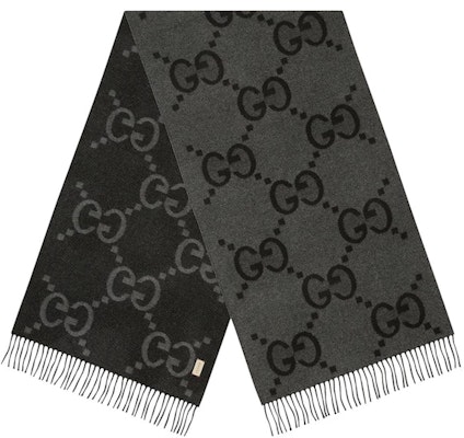 Gucci GG Cashmere Jacquard Scarf Dark Grey/Black Order Gucci GG Cashmere Jacquard Scarf Dark Grey/Black