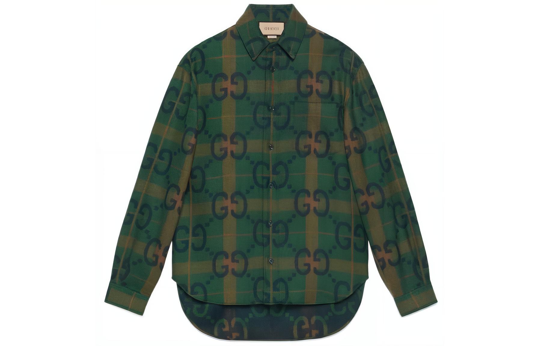 Gucci GG Collar Long Sleeve Green Sunscreen Shirt SS23 711543-ZAKZJ-3653