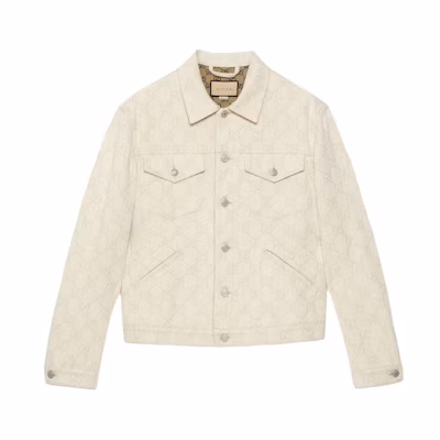 Gucci GG Cotton Jacquard Ivory Jacket Full Print Long Sleeve 771329-XDCS6-9161