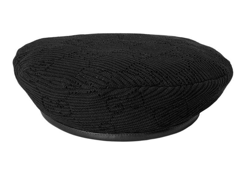 Gucci GG Crochet Beret Hat Black