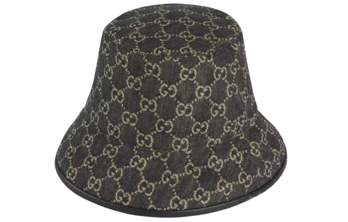 Order Topi Bucket GUCCI GG Denim Katun Unisex Gaya Pasangan Multicolor 576371-3HAF8-1060