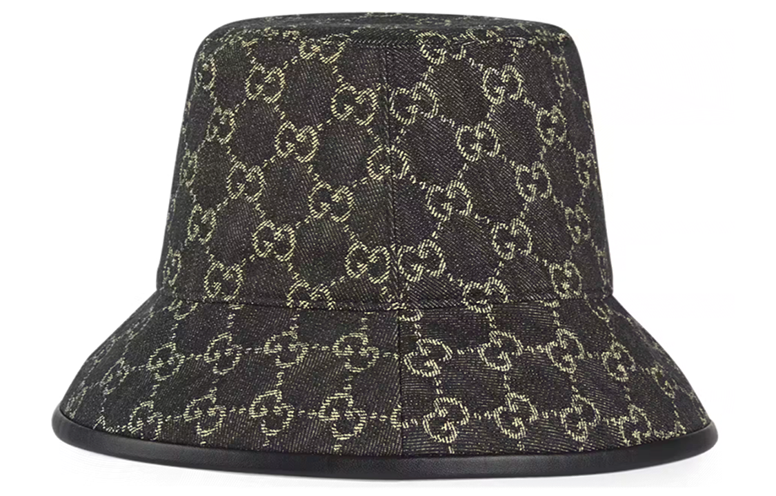 Lookbook Topi Bucket GUCCI GG Denim Katun Unisex Gaya Pasangan Multicolor 576371-3HAF8-1060