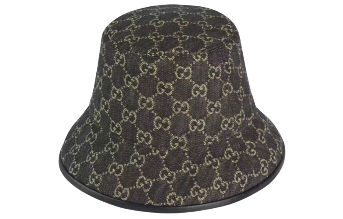 Shop Topi Bucket GUCCI GG Denim Katun Unisex Gaya Pasangan Multicolor 576371-3HAF8-1060