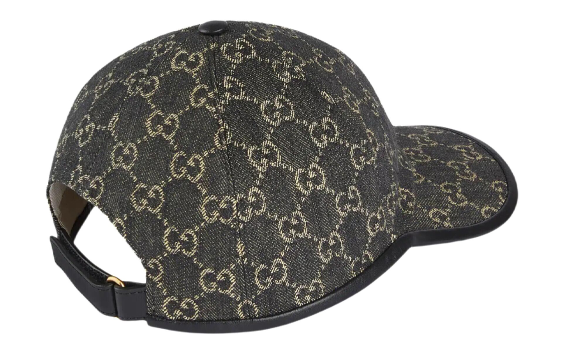 Shop GUCCI GG 刺繡丹寧棉質男女同款棒球帽 - 黑色 656206-3HAF8-1060