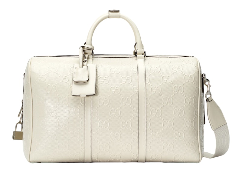 Gucci GG Embossed Duffle Bag White