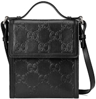Gucci GG Embossed Messenger Bag Black Gucci GG Embossed Messenger Bag Black