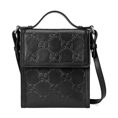 Gucci GG Embossed Messenger Bag Black