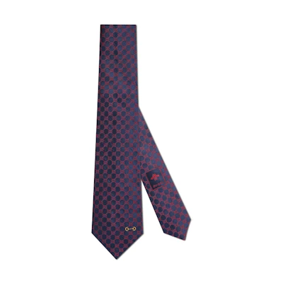 GUCCI GG Embroidered Horsebit Jacquard Tie Men’s Burgundy. 744394-4E217-4174