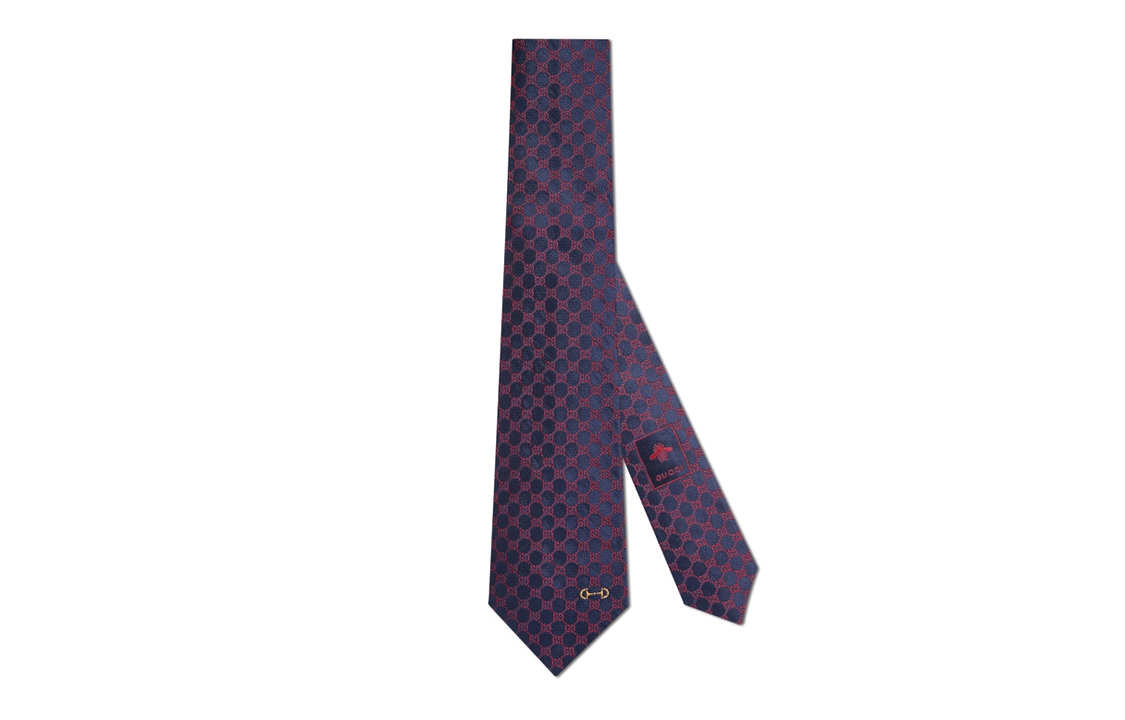 GUCCI GG Embroidered Horsebit Jacquard Tie Men’s Burgundy. 744394-4E217-4174 圖 2