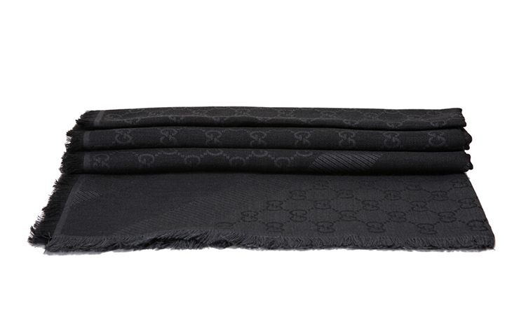 GUCCI GG Fringe Wool Scarf Unisex Couple Dark Grey 282390-3G704-1062 圖 3