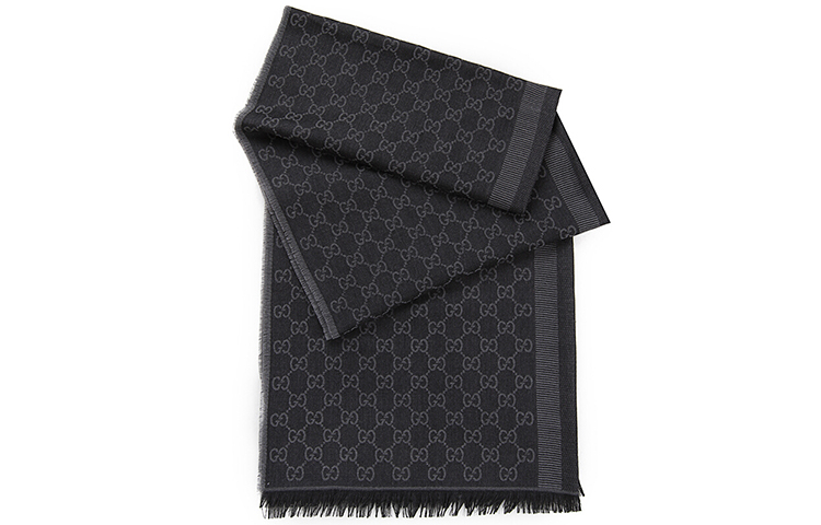 GUCCI GG Fringe Wool Scarf Unisex Couple Dark Grey 282390-3G704-1062 圖 4