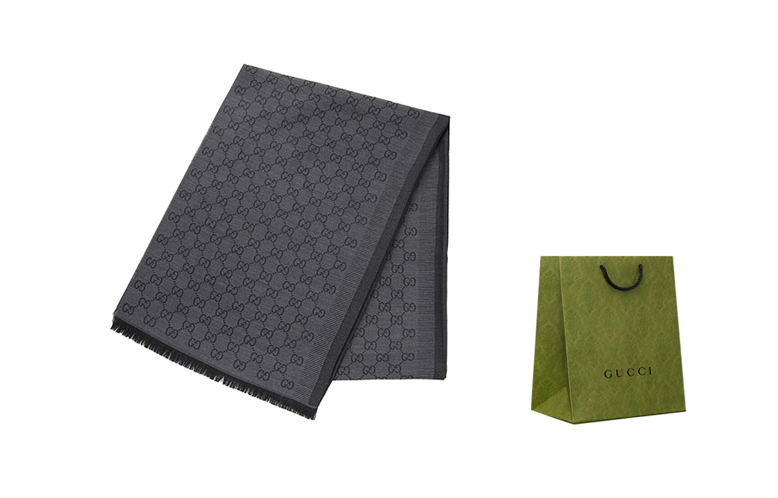 GUCCI GG Fringe Wool Scarf Unisex Couple Dark Grey 282390-3G704-1062 圖 6