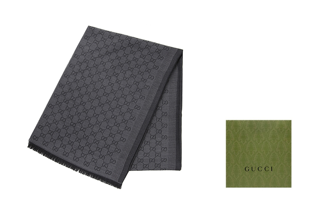 GUCCI GG Fringe Wool Scarf Unisex Couple Dark Grey 282390-3G704-1062 圖 8