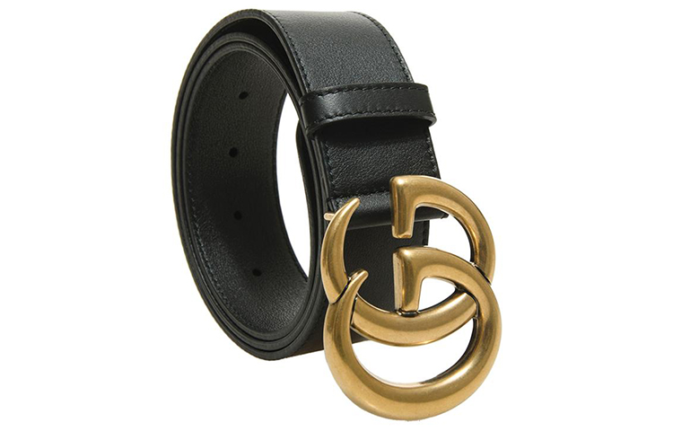 Lookbook GUCCI GG Gold Buckle Leather Belt for Men - Black, 4cm Width 397660 AAA5Z 1000