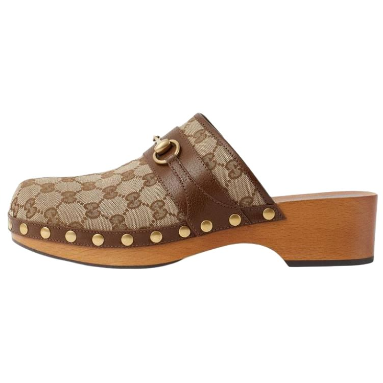 Gucci GG Horsebit Slides 'Ebony Leather Canvas' 699187-KY950-9765