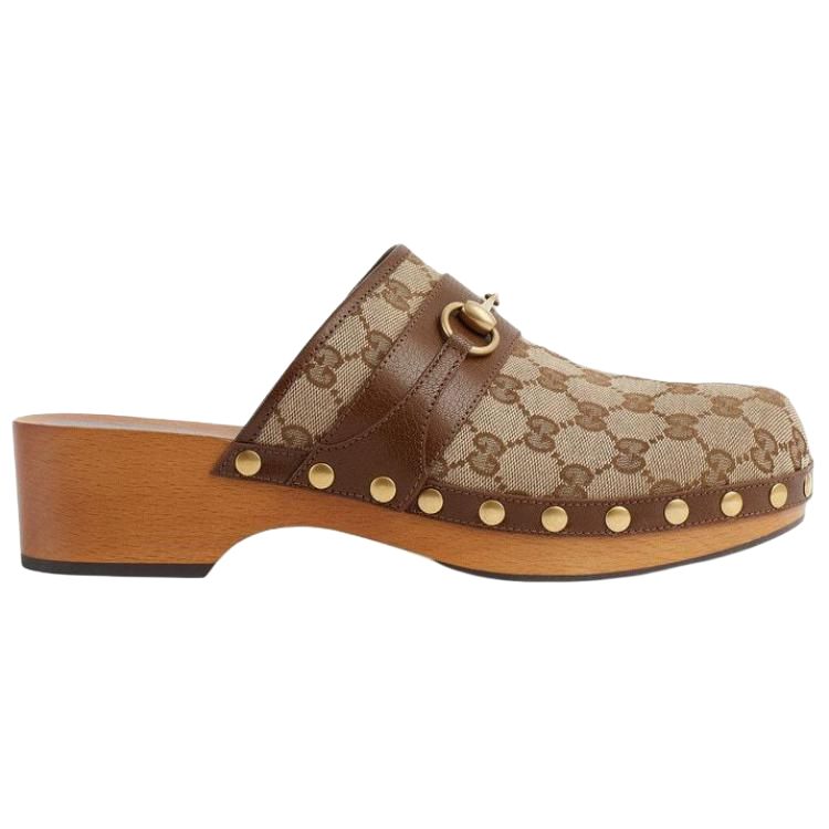 Gucci GG Horsebit Slides 'Ebony Leather Canvas' 圖 2