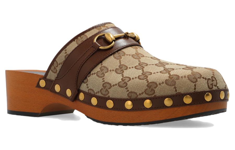 Gucci GG Horsebit Slides 'Ebony Leather Canvas' 圖 3