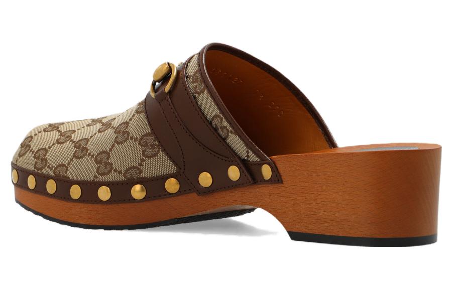 Gucci GG Horsebit Slides 'Ebony Leather Canvas' 圖 5