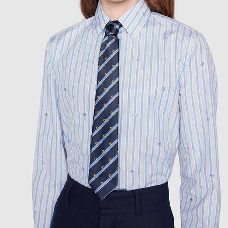 GUCCI GG Interlocking Striped Silk Tie for Men in Dark Blue and Light Blue. 660058-4E002-4169 圖 3