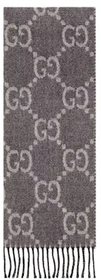 Gucci GG Jacquard Pattern Knit Scarf with Tassels Grey/Black Buy Gucci GG Jacquard Pattern Knit Scarf with Tassels Grey/Black