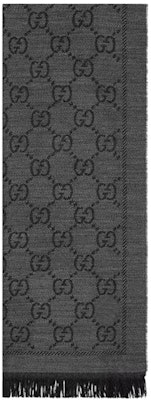 Gucci GG Jacquard Pattern Knitted Scarf Grey Buy Gucci GG Jacquard Pattern Knitted Scarf Grey