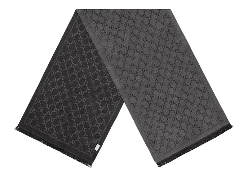 Order Gucci GG 提花圖案灰色針織圍巾