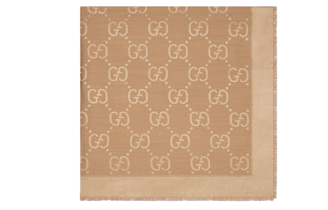 GUCCI GG Jacquard Silk Wool Blend Shawl Beige. 663671-3GC439800 圖 3