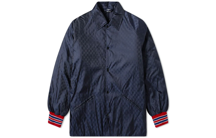 Gucci GG Jacquard Single-Breasted Jacket for Men Navy Blue 597884-Z4039-4240