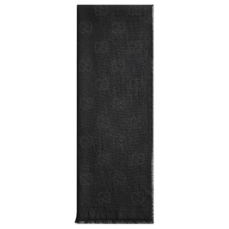 GUCCI GG Jacquard Wool Knit Scarf  Black 7953104G2001000 圖 3