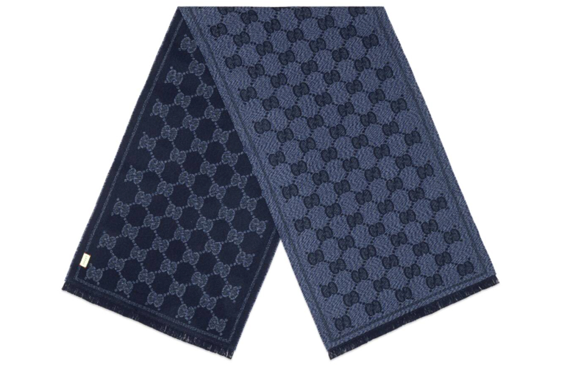 GUCCI GG Jacquard Wool Scarf Blue 625898-4G059-4068 圖 2