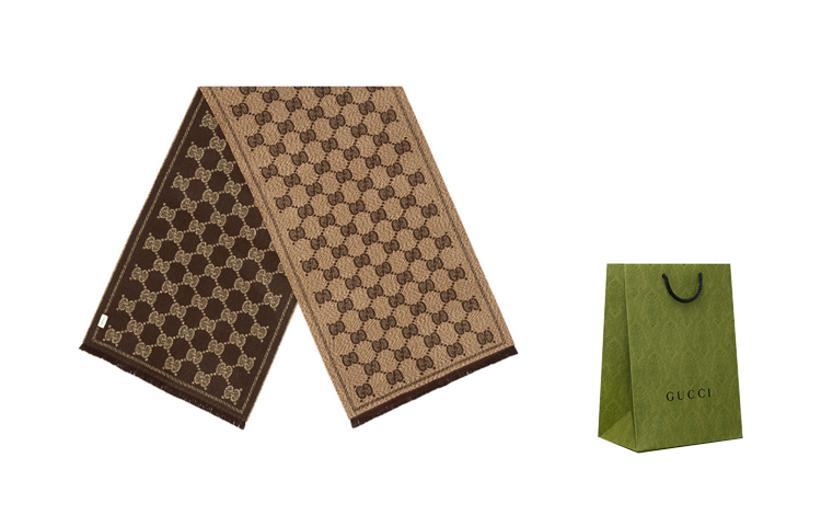 GUCCI GG Jacquard Wool Scarf for Men in Brown 6258984G059-9764 圖 6