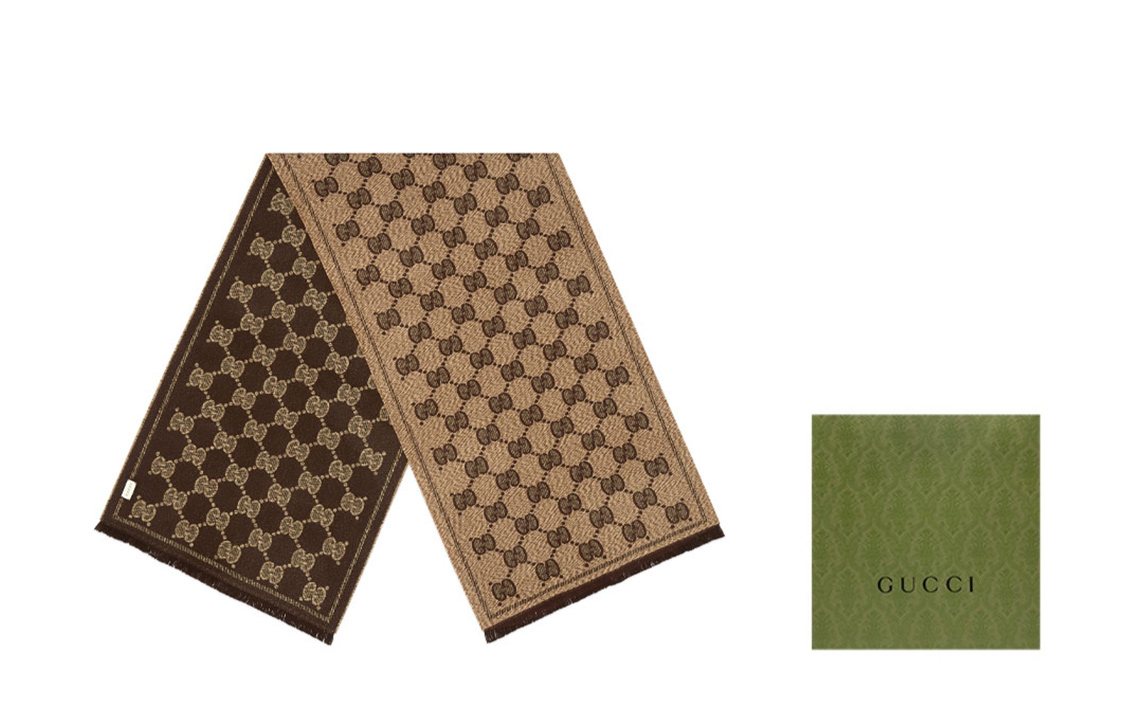 GUCCI GG Jacquard Wool Scarf for Men in Brown 6258984G059-9764 圖 8