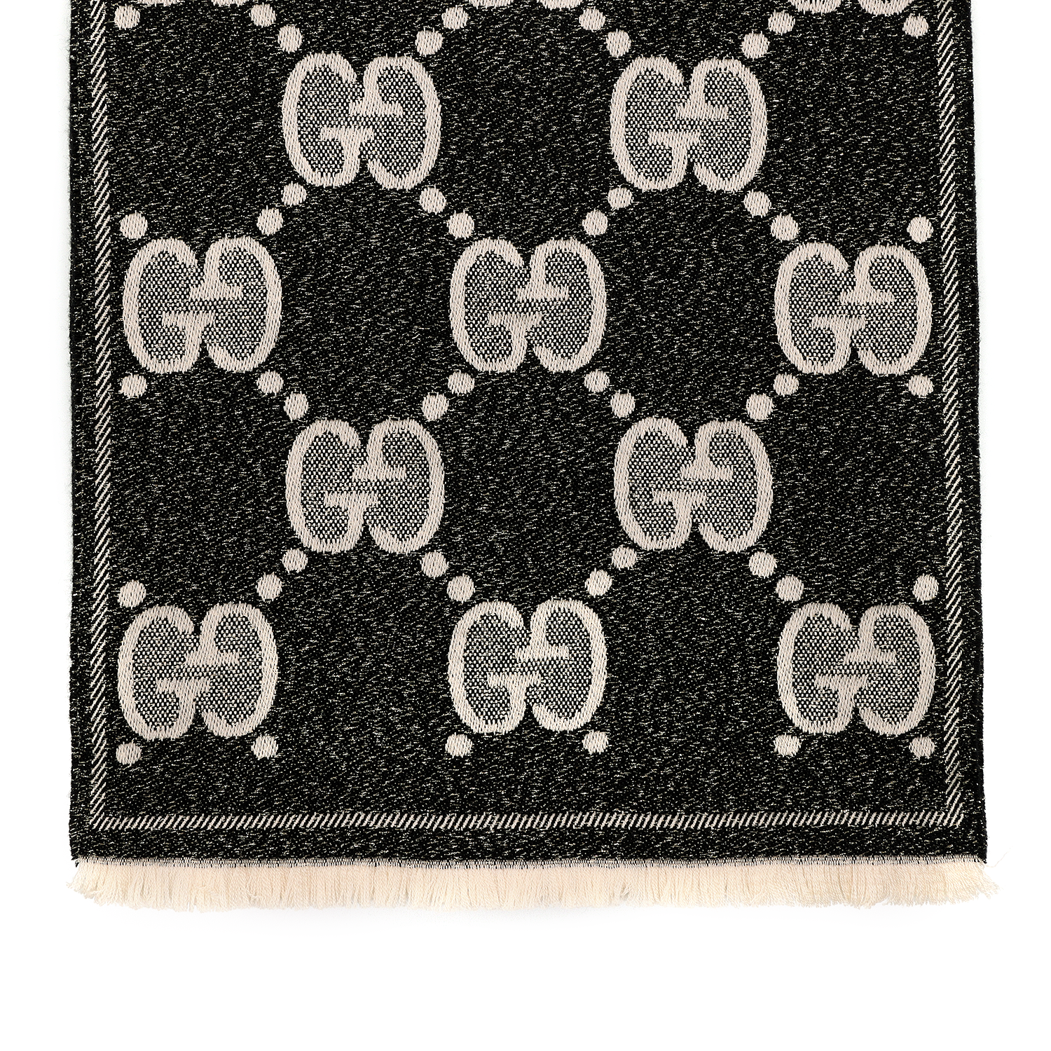 GUCCI GG Jacquard Wool Scarf Unisex Couple Black 598993-3GC15-1078 圖 4