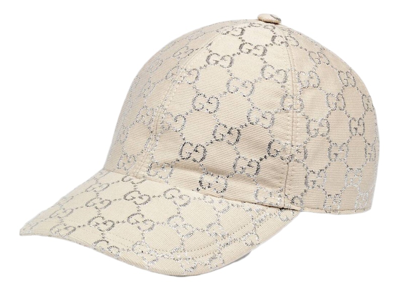 Gucci GG Lame Baseball Hat White/Silver