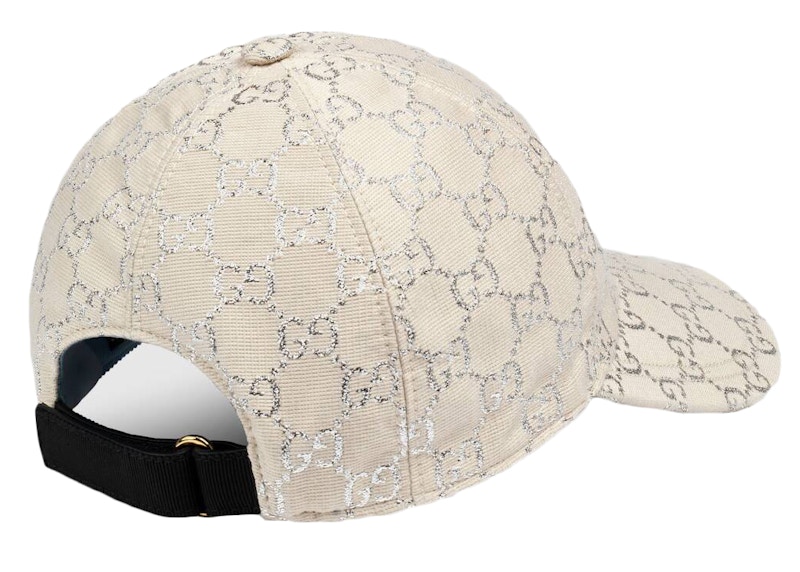 Lookbook 구찌 GG 라메 야구 모자 화이트/실버