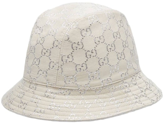 Gucci GG Lame Bucket Hat White/Silver Order Gucci GG Lame Bucket Hat White/Silver