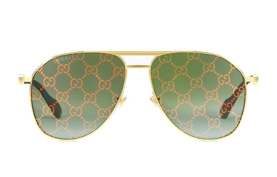 Order Cermin Mata Aviator Unisex Gucci GG Logo Metal Pasangan. 706707-I3331-8037